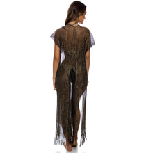 Cargar imagen en el visor de la galería, Gallery: Luli Fama Vêtement De Plage Long Caftan Siren Dream Black Gold
