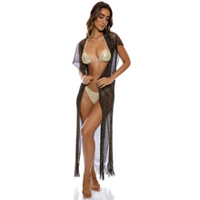 Cargar imagen en el visor de la galería, Image 05: Luli Fama Vêtement De Plage Long Caftan Siren Dream Black Gold
