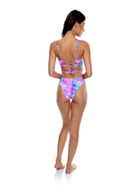 Cargar imagen en el visor de la galería, Model Back: Luli Fama Une Pièce Strappy Cut Out Blue Pink
