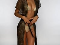 Cargar y reproducir el video en el visor de la galería, Video: Luli Fama Vêtement De Plage Long Caftan Siren Dream Black Gold
