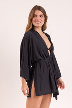 Cargar imagen en el visor de la galería, Image 03: Rio De Sol Vêtement De Plage Black Kimono

