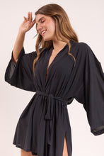 Cargar imagen en el visor de la galería, Image 05: Rio De Sol Vêtement De Plage Black Kimono
