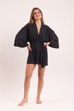 Cargar imagen en el visor de la galería, Image 06: Rio De Sol Robe De Plage Black Kimono
