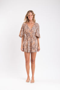 Model Front: Rio De Sol Mini Dress Leopard Mini Dress