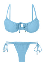 Cargar imagen en el visor de la galería, Product Front: Rio De Sol Ensemble Set Dots-Sky Balconet-Tie Pipa

