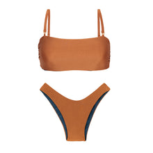 Cargar imagen en el visor de la galería, Product Front: Rio De Sol Ensemble Set Nocciola Bandeau-Reto High-Leg
