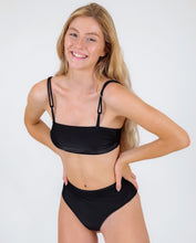 Cargar imagen en el visor de la galería, Gallery: Rio De Sol Ensemble Set Shimmer-Black Bandeau-Reto Hotpants

