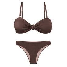 Cargar imagen en el visor de la galería, Product Front: Rio De Sol Ensemble Set Shimmer-Coffee Bandeau-Joy Essential
