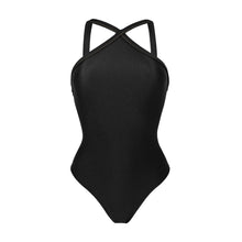 Cargar imagen en el visor de la galería, Product Front: Rio De Sol Une Pièce Shimmer-Black High-Neck
