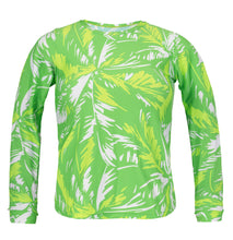 Cargar imagen en el visor de la galería, Product Front: Rio De Sol Haut Top Green-Palms Rash-Guard
