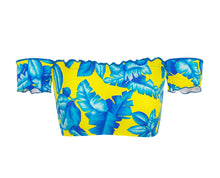 Cargar imagen en el visor de la galería, Product Front: Rio De Sol Haut Top Palmeira Azul Off Shoulder
