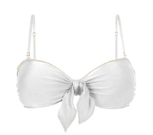 Cargar imagen en el visor de la galería, Product Front: Rio De Sol Haut Top Shimmer-White Bandeau-Knot
