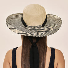 Cargar imagen en el visor de la galería, Model Back: Uv Line Chapeau Panama Ibiza Areia Preto Upf50+
