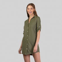 Cargar imagen en el visor de la galería, Image 02: Uv Line Vêtement De Plage Shirtdress Copenhagen Verde Militar Upf50+
