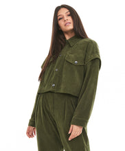 Cargar imagen en el visor de la galería, Jaqueta Cropped Colete Stretch Verde Kalamata
