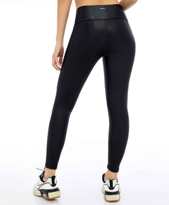 Legging Couro Com Recorte Rebatidos Preto