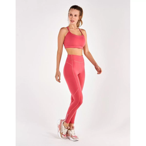 Legging Supplex Ziper Barra Coral