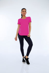 T-Shirt Skin Fit Inspiracionais Pink Choque